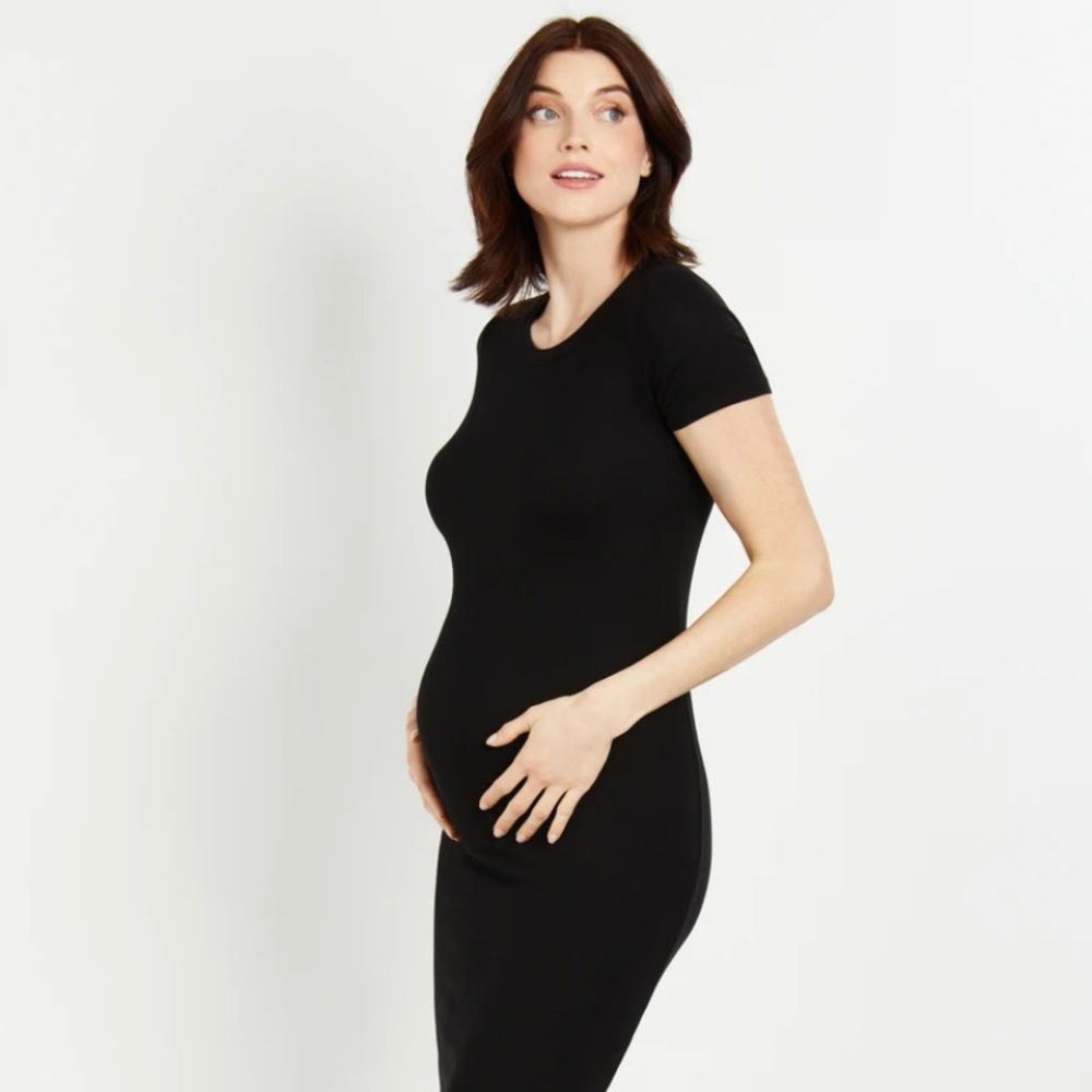 BASIC RIB KNIT MATERNITY T-SHIRT DRESS